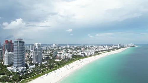 Miami Beach Skyline and Ocean Aerial Video of Tropical Paradise Miami Beach From Drone Miami South