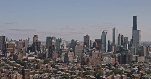 NYC New York Aerial v196 flyover Cobble Hill capturing industrial waterfront district, Brooklyn resi