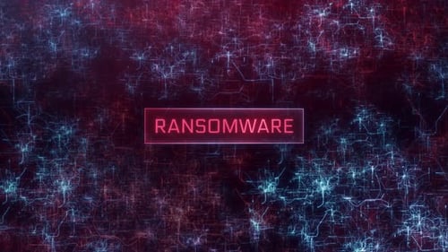 Conceito de ransomware sobre fundo de redes escuras de computadores - 4K