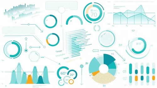 Animiertes Paket mit Diagrammen und Geschäftsinfografik-Elementen