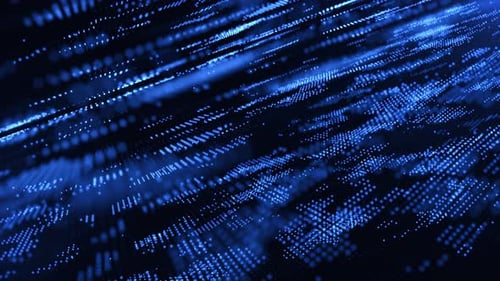 Science fiction or cyber particle surface. Lines and dots form information blocks of a hologram
