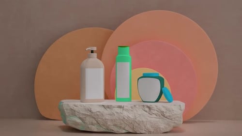 Modern Product Display on Stone with Animated Circular Background
