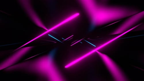 Cyan And Pink Neon Lasers In The Endless Corridor Background Vj Loop In 4K