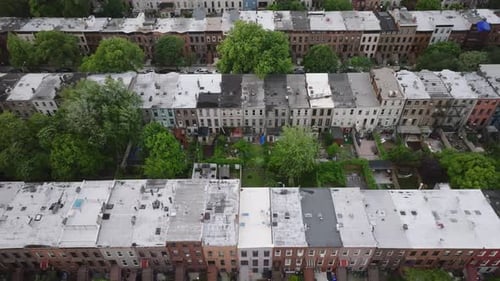 Aerial view of Brownstones in Brooklyn