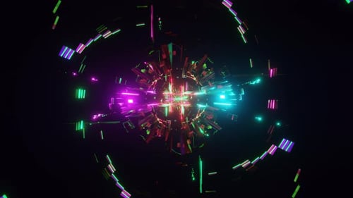 Dynamic VJ Loop Backdrop with Neon Disco Flashing Light Flashes Brightening the Scene