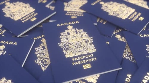 Canada passports. Canada immigration, citizenship, travel and tourism concept