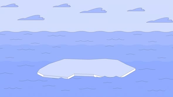 Glacier drifting in open water cartoon animation, Elements Motion ...