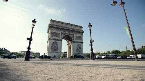 Urban Cityscape View of the Arc De Triomphe in Paris