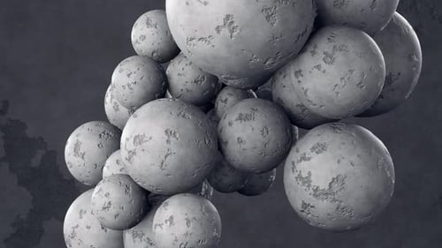 3d Abstract Motion Graphics with Flying Around Concrete Spheres