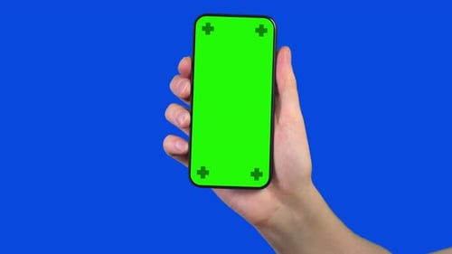 Smartphone In Male Hand From Far To Close Up Prekeyed With Trackers