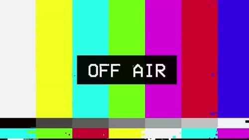 Animation tv static color noise glitch error video with off air text