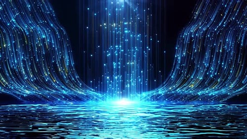 Futuristic Blue Particle Stream and Light Flow Background Loop