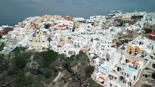 Aerial Drone Oia Santorini Greece