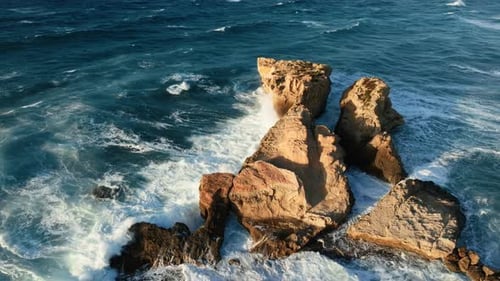 Flying Over the Mediterranean Sea and Rocks