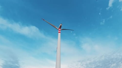 Windturbine bewegt sich im schnellen Zeitraffer