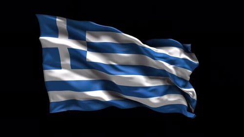 Waving Greece Flag Animation with Alpha Channel
