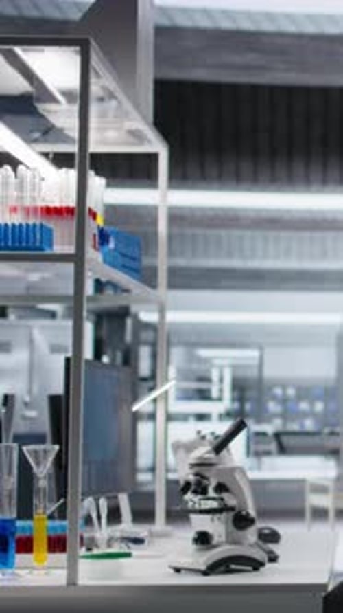 Laboratory Equipment on Counter in Modern Research Facility