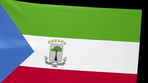 Waving Equatorial Guinea Flag with Alpha Channel