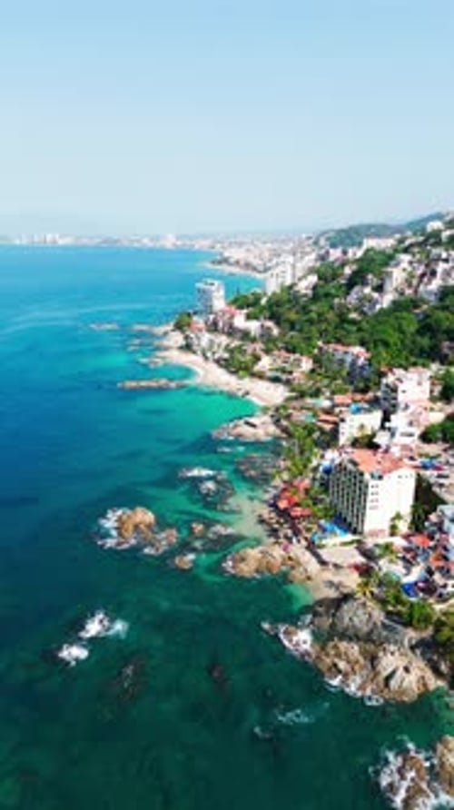 Puerto vallarta coastline aerial view featuring tropical beaches in Mexico