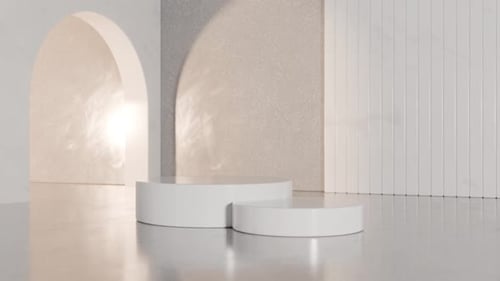 3D-Renderbild von runden Podien für die Produktpräsentation im Studio