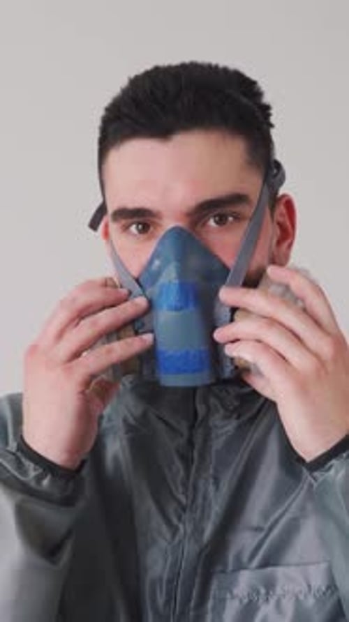 Adult Wearing Respirator Mask