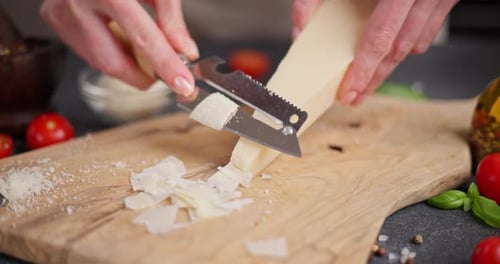 Close Up Cheese Grating Preparation