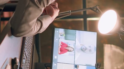 Vertical Video Teleworking Employee in Online Videocall