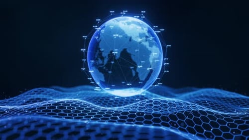 Rotating Digital Earth Globe with Global Network Data