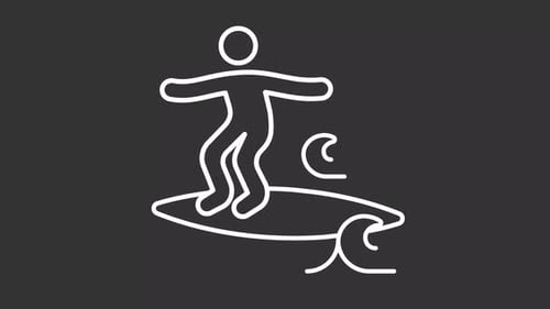 Animated Minimalist Surfer Icon on Wave
