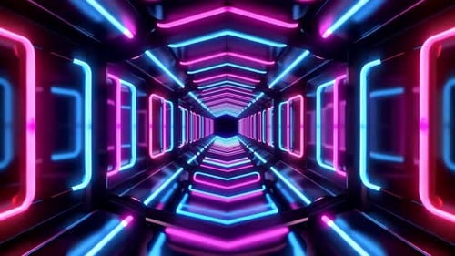 Cyberpunk Neon Tunnel Loop with Blue and Magenta Lights