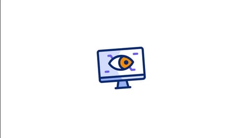 Animated Monitor Icon with Opening Eye Reveal