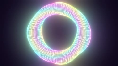 Abstract Neon Wireframe Torus Loop Animation