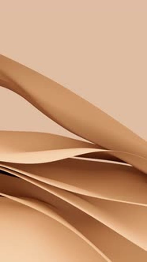 Abstract Wavy Beige Tender Fabric Motion in Wind Peach Fuzz Satin Cloth Soft Crumple Animation