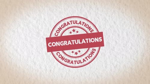 Animated Hand Stamps Red Congratulations Message