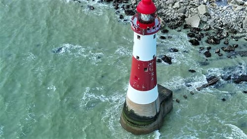 Red and White Lighthouse on the South Coast of England