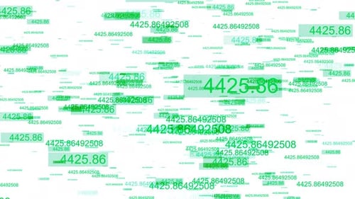 Green Number Coding Particle Motion White Background