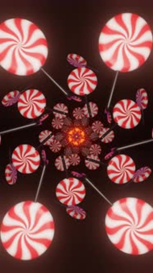 Vertical Video of Flashing Rotating Lollipop Disco Backdrop VJ Loop