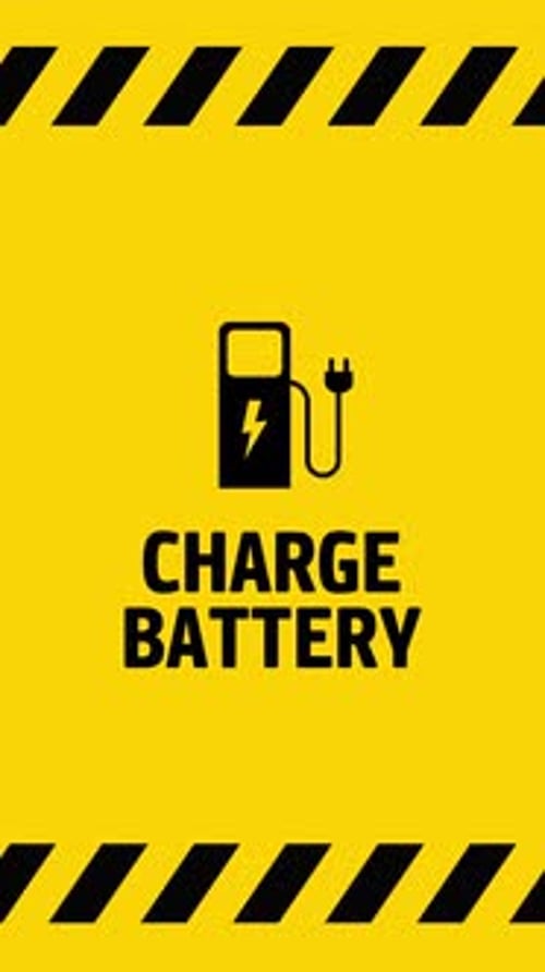 Vertical Electric Vehicle Charge Battery Warning Icon Animation