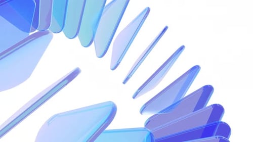 Abstrakter Hintergrund, blauer, violetter Gradientglaseffekt mit holographischen 3D-Dreiecksformen