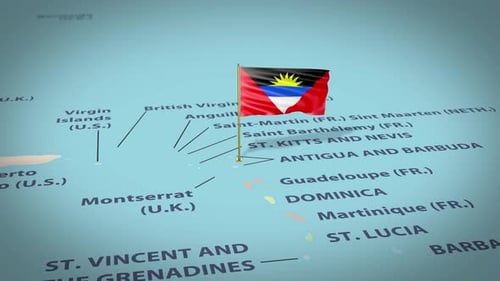Kartenflagge von Antigua und Barbuda 4K Loop
