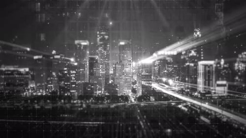 Digital City And Business Background Loop White