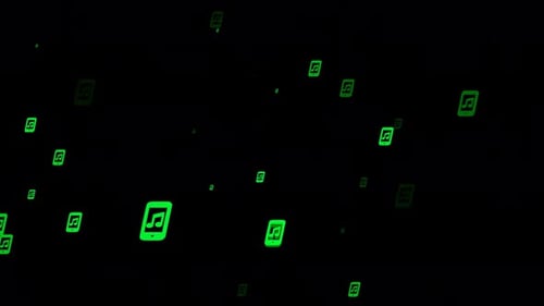 Floating Green Mobile Phone Music Icons Animation