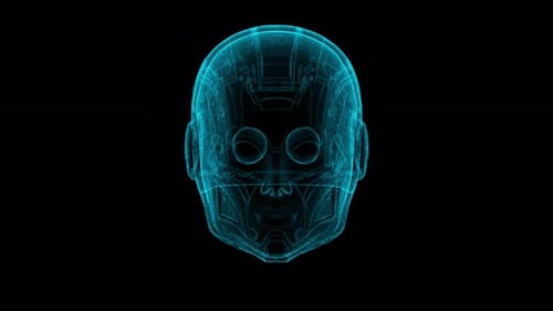 Futuristic 3D Hologram Of A Robotic Head Design