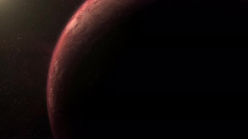Cinematic motion render of sci fi space alien planet 01