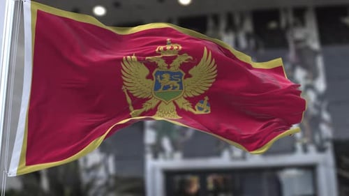 Montenegro National Flag Waving in Realistic Fabric Animation
