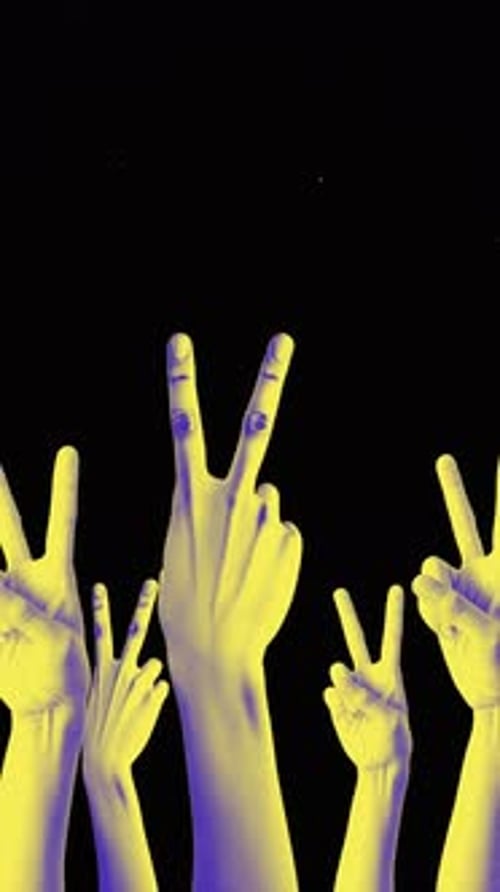 Retro Animated Hands Making Peace and Rock and Roll Signs