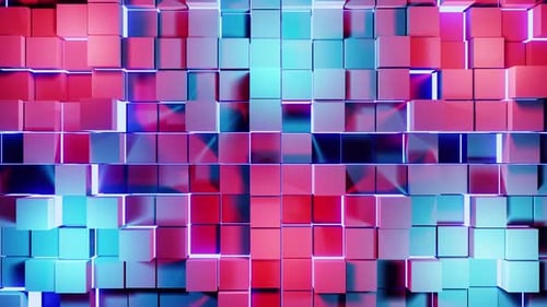 Bewegter kubischer VJ-Loop-Animationshintergrund, rot mit blau