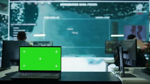 Army IT Expert in Control Center Collecting Real Time Battlefield Data