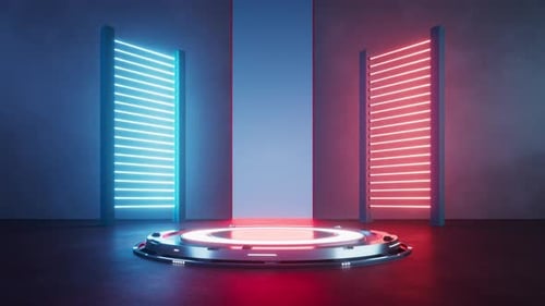 Chambre sombre avec néons lumineux