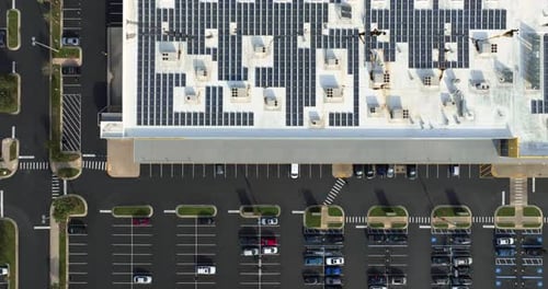 Production of Sustainable Energy Solar Power Plant with Blue Photovoltaic Panels Mounted on